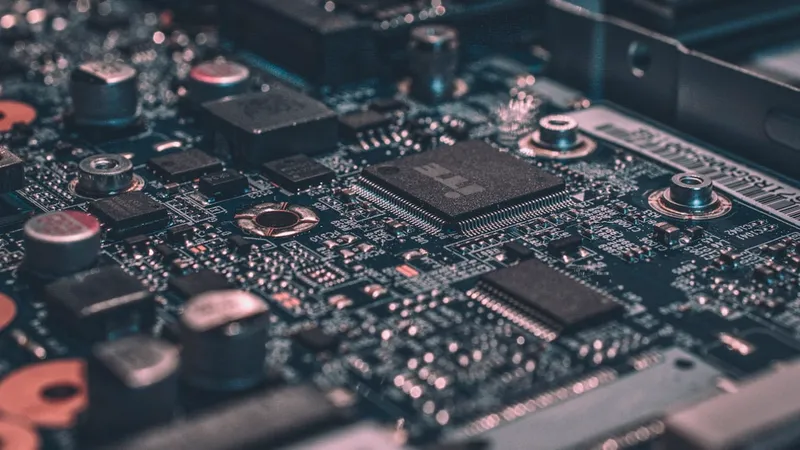 Close-up of circuit board traces representing interconnected system layers